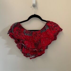 Altar'd State Red Ruffled Crop Top